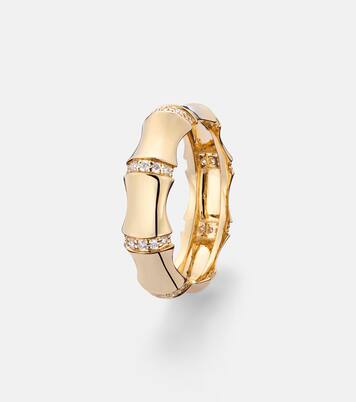 Bamboo Resort 14kt gold (585/1000) ring with diamonds | Stone and Strand
