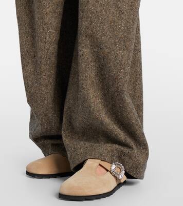 Slidy Viv' embellished suede mules  | Roger Vivier