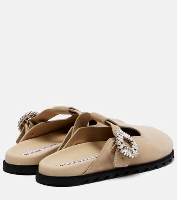 Slidy Viv' embellished suede mules  | Roger Vivier