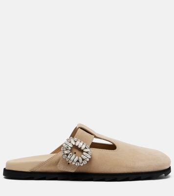 Slidy Viv' embellished suede mules  | Roger Vivier
