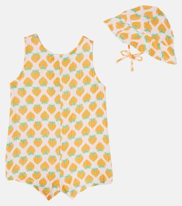Baby Strawberry printed cotton bodysuit and hat | Bobo Choses