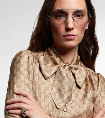 Lunettes de soleil aviateur Guccissima GG | Gucci