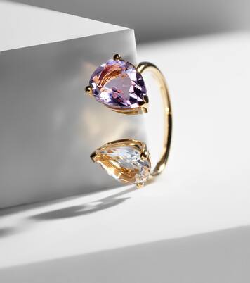 Anello Birthsone in oro 18kt con ametista e topazio bianco | Persée