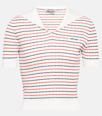 Pullover in cotone a righe | Miu Miu