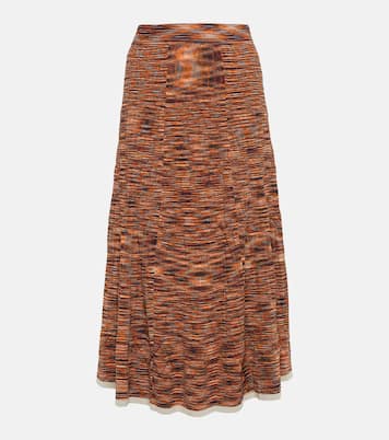 Space-dyed pleated knit midi skirt | Simkhai