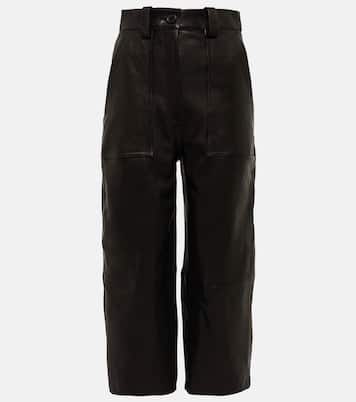 Pantaloni regular in pelle a vita alta | Khaite