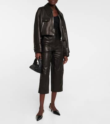Pantaloni regular in pelle a vita alta | Khaite