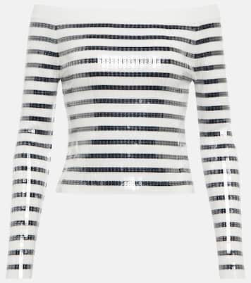Sequined striped off-shoulder sweater | Jean Paul Gaultier