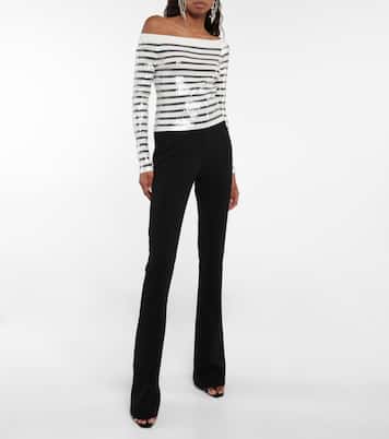 Sequined striped off-shoulder sweater | Jean Paul Gaultier