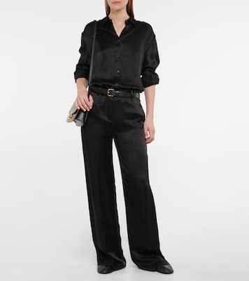 Pantalon droit Bany à taille basse en satin | The Row