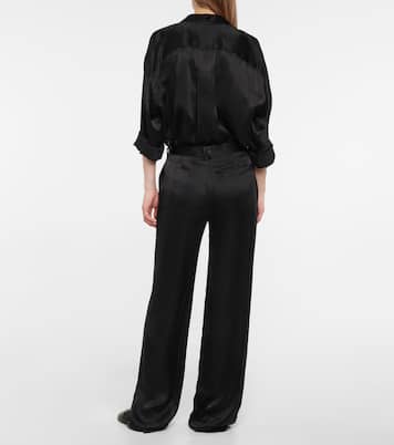 Pantalon droit Bany à taille basse en satin | The Row