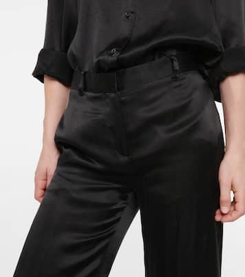 Pantalon droit Bany à taille basse en satin | The Row