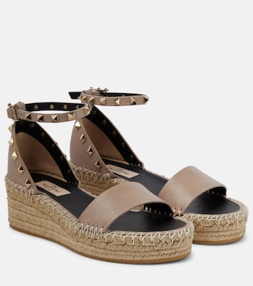 Espadrille-Sandalen Rockstud aus Leder | Valentino Garavani