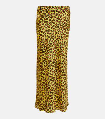 Chain-detail leopard-print satin slip skirt | Rabanne