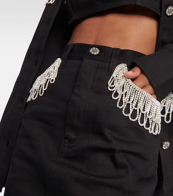 Falda larga en denim con cristales | Rotate