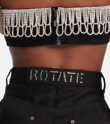Falda larga en denim con cristales | Rotate