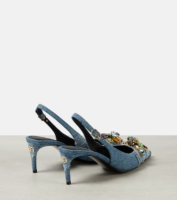 Verzierte Slingback-Pumps aus Denim | Dolce&Gabbana