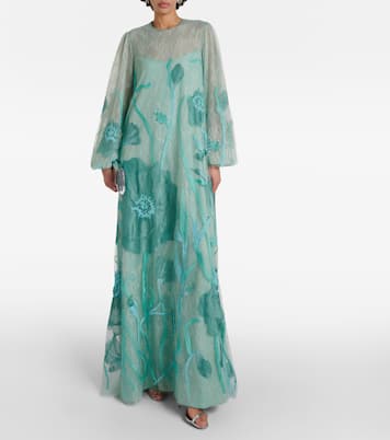 Abito lungo Yesenia in tulle con ricamo | Costarellos