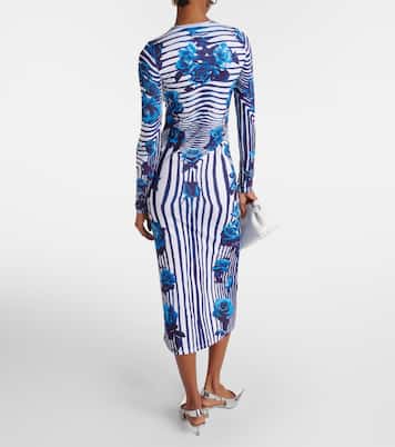 Vestido midi de jersey floral a rayas | Jean Paul Gaultier