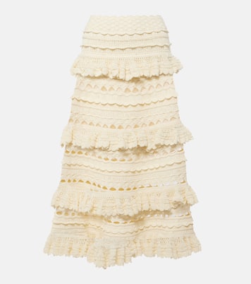 Jupe midi Waverly en crochet de coton | Zimmermann