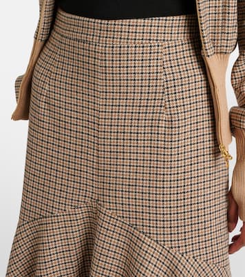 Falda midi de mezcla de lana con pata de gallo | Patou