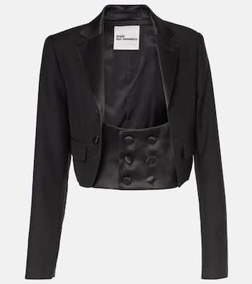 Veste raccourcie en laine, mohair et soie | Noir Kei Ninomiya