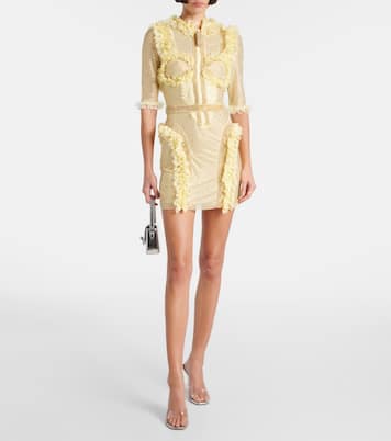 x Christopher Kane - Abito corto in mesh con cristalli e pizzo | Self-Portrait