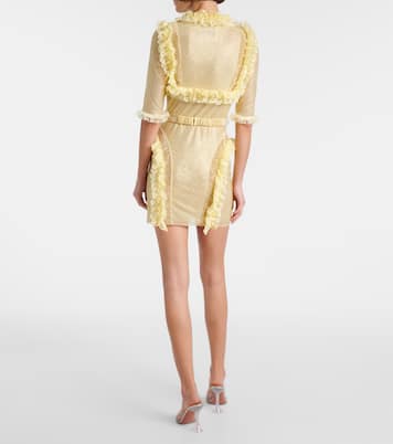 x Christopher Kane - Abito corto in mesh con cristalli e pizzo | Self-Portrait