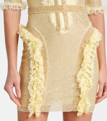 x Christopher Kane - Abito corto in mesh con cristalli e pizzo | Self-Portrait