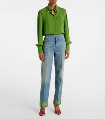 Jean droit à finitions en jacquard | Valentino