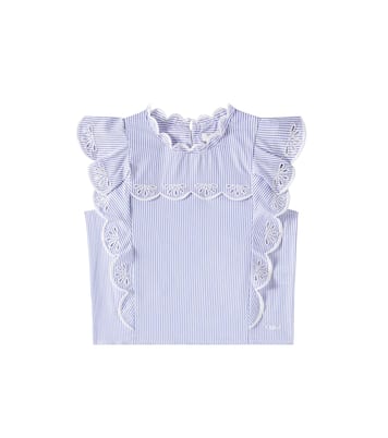 Besticktes Top aus Baumwollpopeline | Chloé Kids