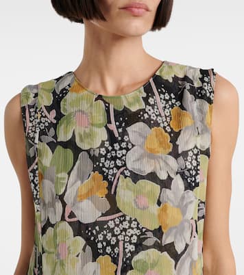 Abito lungo asimmetrico in seta con stampa floreale | Loewe