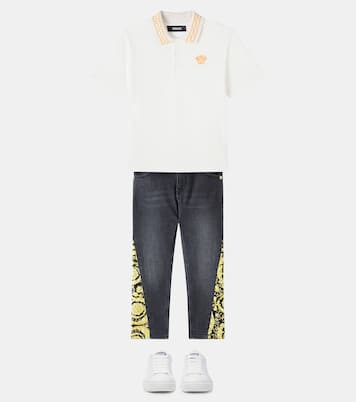 Polo Greca in piqué di cotone | Versace Kids