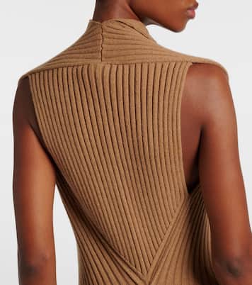 Draped ribbed-knit wool-blend midi dress | Victoria Beckham