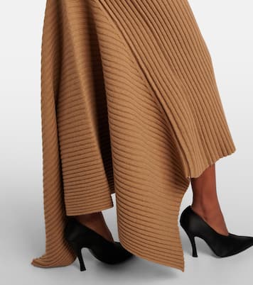 Draped ribbed-knit wool-blend midi dress | Victoria Beckham