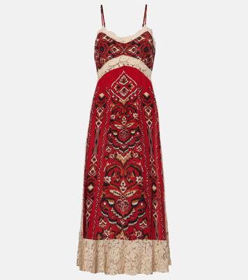 Ainika Pineapple Ikat lace-trimmed midi dress | Farm Rio