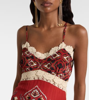Ainika Pineapple Ikat lace-trimmed midi dress | Farm Rio