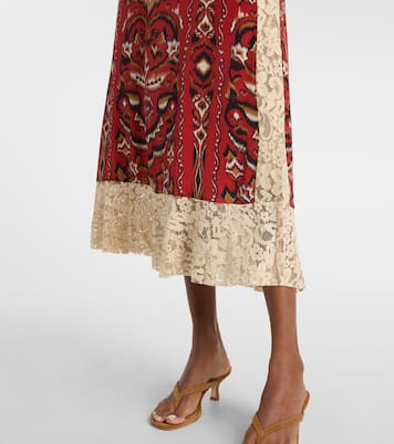 Ainika Pineapple Ikat lace-trimmed midi dress | Farm Rio
