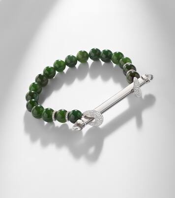 Armband Chakra aus Jade mit 18kt Weißgold,Diamanten und Quarz | Ananya