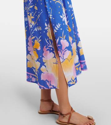 Floral cotton and linen midi dress | Juliet Dunn