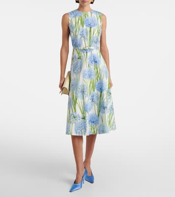 Vestido midi de popelín en mezcla de algodón | Oscar de la Renta