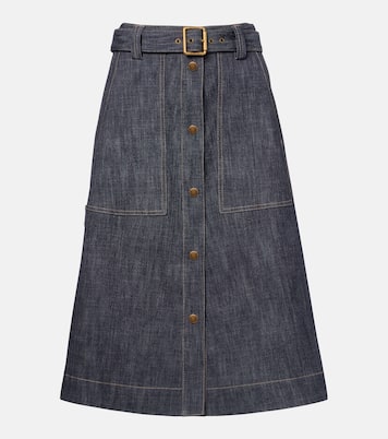 Belted denim midi skirt | Moncler