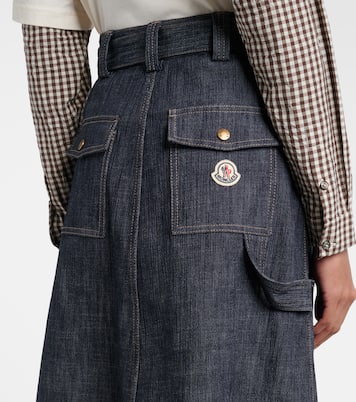 Belted denim midi skirt | Moncler