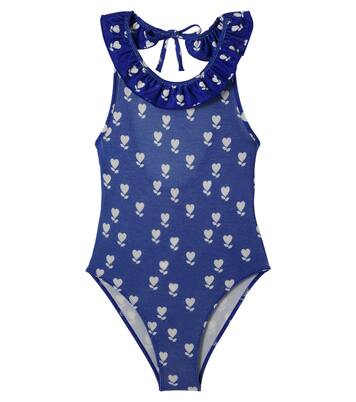 Nudist Flower printed ruffled swimsuit | Bonton