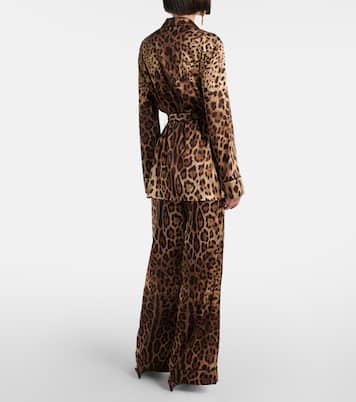 Leopard-print stretch-silk satin top | Dolce&Gabbana