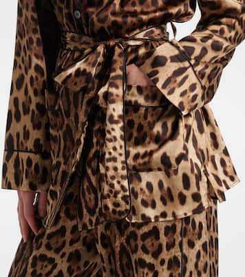 Leopard-print stretch-silk satin top | Dolce&Gabbana