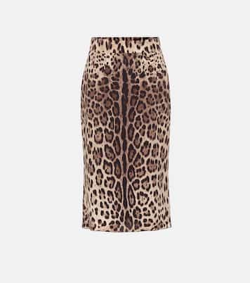 Leopard-print stretch-silk skirt | Dolce&Gabbana