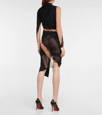 Ruched tulle-paneled minidress | Mugler