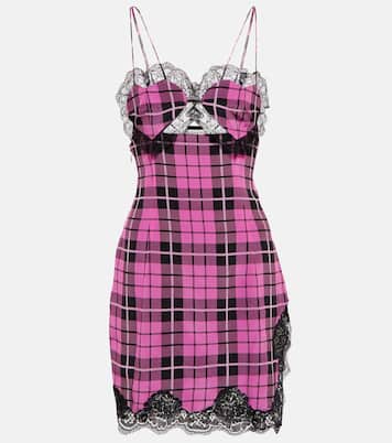 Lace-trimmed checked silk minidress | Alessandra Rich