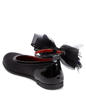 Ballerine Anemonina in raso con piume | Christian Louboutin Kids